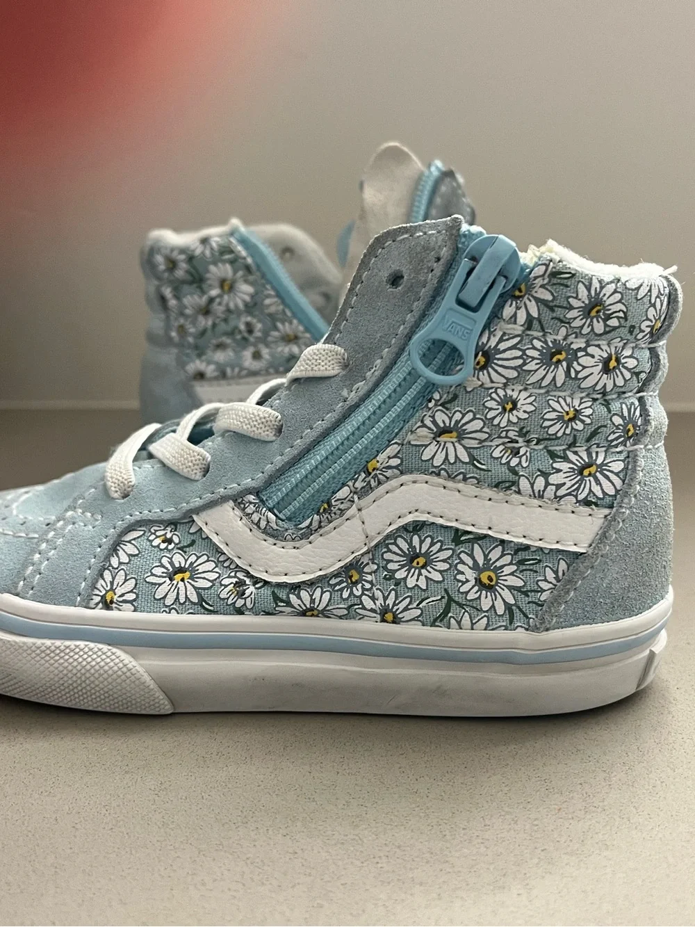 VANS Toddler High-Top Sneakers in Light Blue with Daisy Print